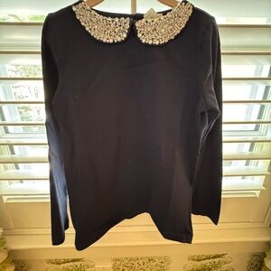Crewcuts Black Tee with Sparkling Embellishments